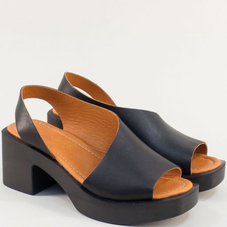 Комфортни черни дамски сандали естествена кожа m519ch