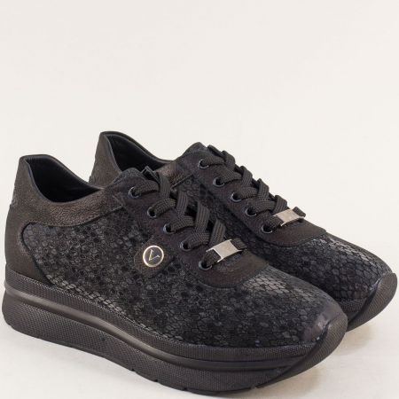Комфортни дамски обувки естествена кожа  в черен цвят m520szch