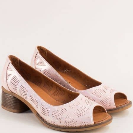 Дамски обувки от естествена кожа в розов цвят  m5442srz