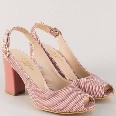 Розови дамски обувки с отворени пета и пръсти на ток m650rz