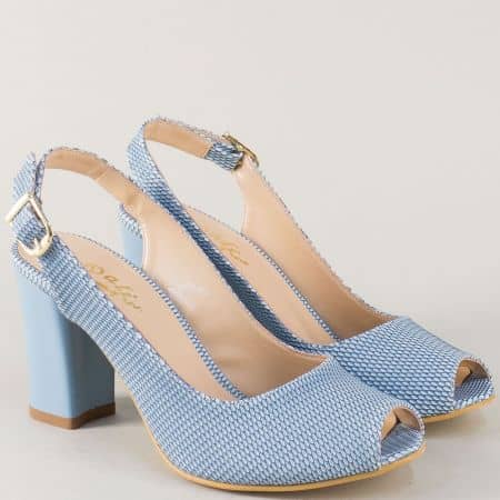 Сини дамски обувки на висок ток с отворени пръсти и пета m650s