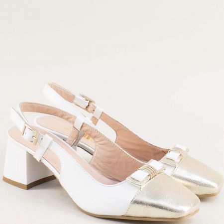 Елегантна дамски обувки в бял цвят на среден ток m7003bzl