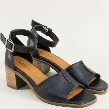 Черни дамски сандали на среден ток естествена кожа m7150ch
