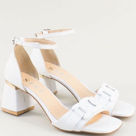Бели комфортни дамски сандали естествена кожа m788eb