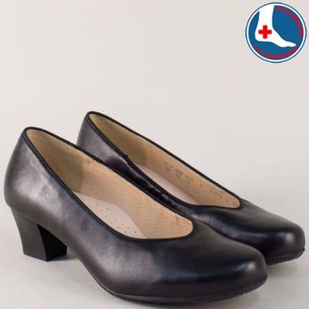 Кожени дамски обувки ALPINA в черен цвят на нисък ток m854ch