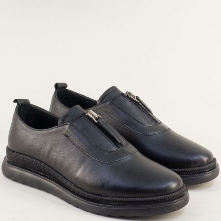 Комфортни дамски обувки естествена кожа в черен цвят m9005ch