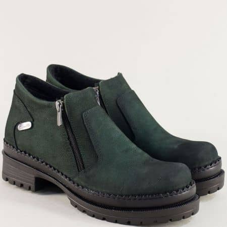 Тъмно зелени дамски обувки с два ципа и грайфер m915nz