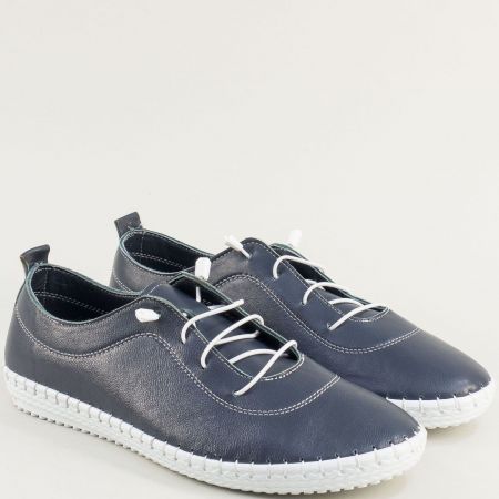 Мъжки спортни обувки естествена кожа в син цвят ma004ts