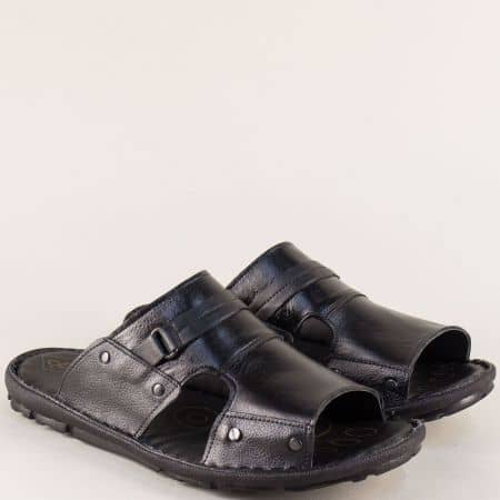 Черни мъжки чехли от естествена кожа ma050ch