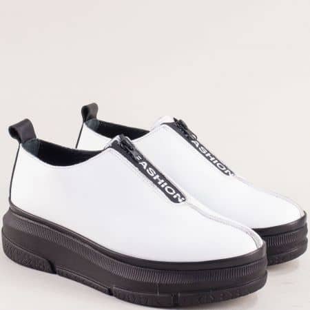 Дамски бели обувки на платформа ma1551b