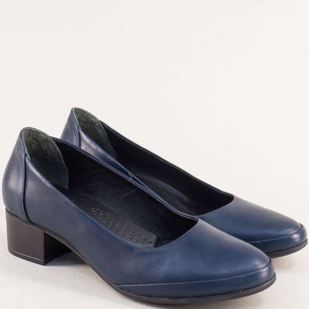Дамски обувки на нисък ток естествена кожа  в син цвят ma2009s