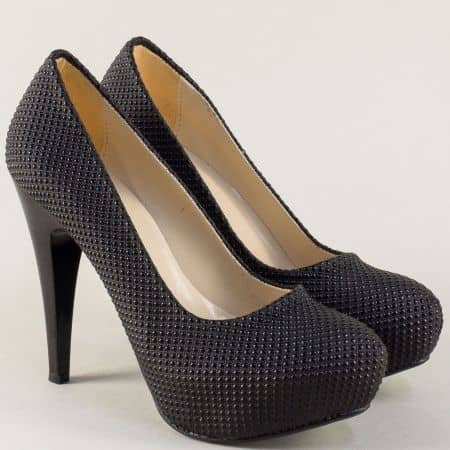 Черни дамски обувки на висок ток и платформа ma20ch