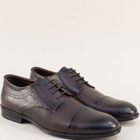 Официални мъжки обувки естествена кожа в кафяв цвят ma2103kk