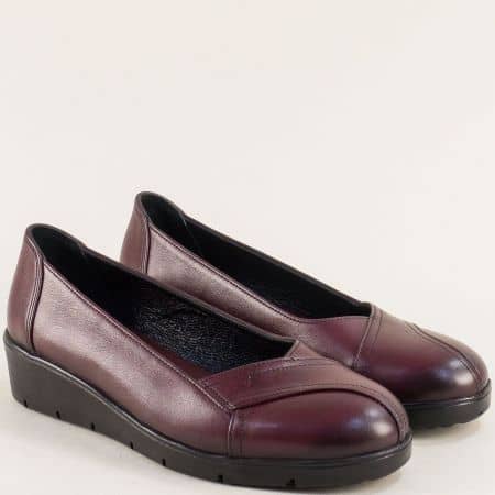 Дамски обувки от естествена кожа в бордо ma211bd
