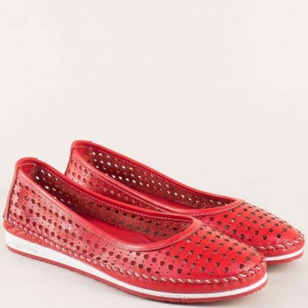 Червени дамски обувки с кожена стелка и перфорация ma305dchv