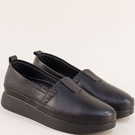 Черна кожена обувка на платформа ma36ch