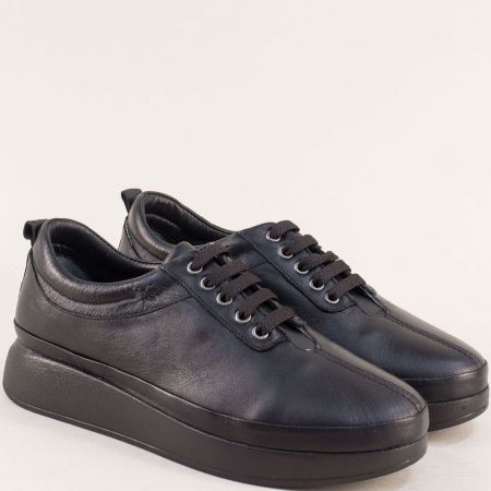 Черна обувка от естествена кожа на платформа ma40ch