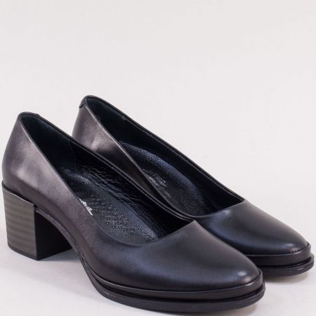 Черни кожени дамски обувки на комфортно ходило mag1011ch