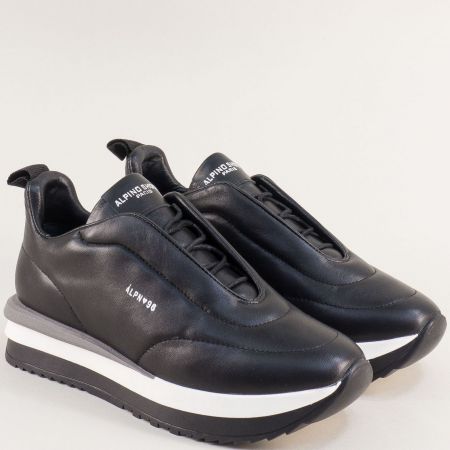 Кожени дамски спортни обувки на платформа в черно mag22045ch