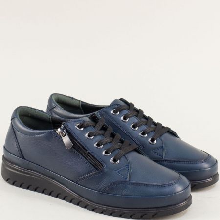 Спортни сини обувки от естествена кожа със странични ципове mag2662s