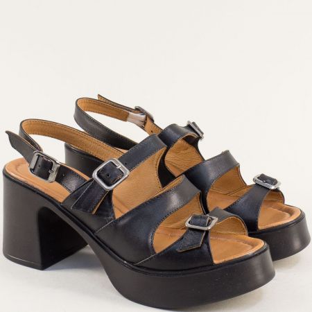 Екстравагантни дамски черни кожени сандали на висок ток mag340659ch