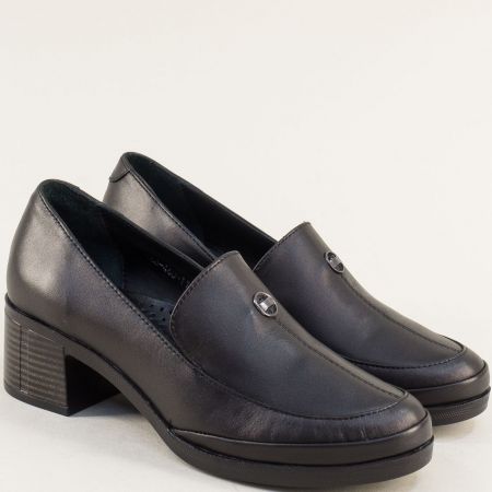 Комфортна черна обувка на ток от естествена кожа  mag460ch