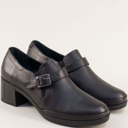 Черна обувка на ток от естествена кожа mag461ch