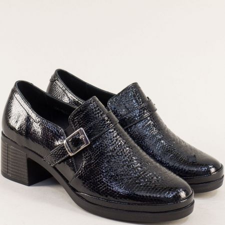 Черна лачена обувка на среден ток mag461krlch