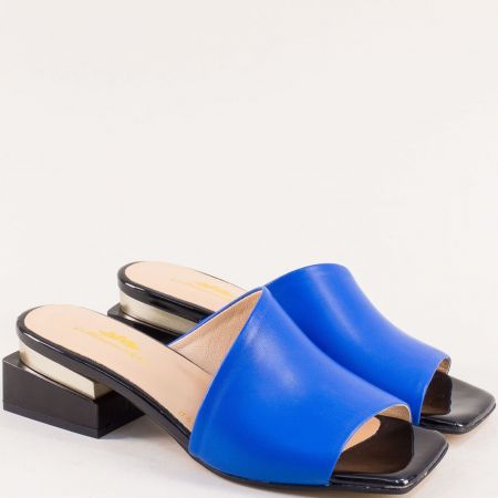 Стилни дамски чехли на модерен ток в син цвят mag5007ts