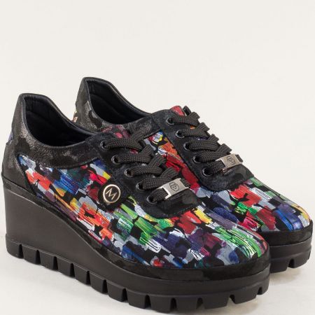 Цветни дамски обувки на платформа естествена кожа mag525chps