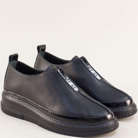 Модерни дамски обувки естествена кожа в черен цвят mag532chlch