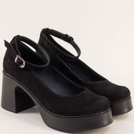 Черни велурени дамски обувки на атрактивно ходило mag721vch