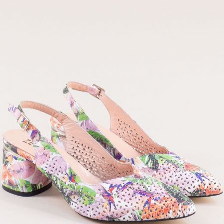 Интересни дамски сандали с отворена пета с флорални мотиви mag974ps1