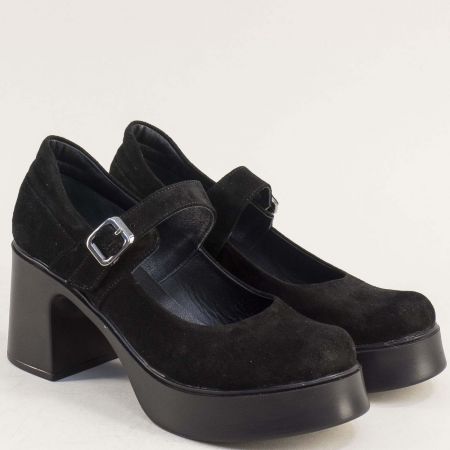 Дамски обувки на висок ток в черен велур mag981vch