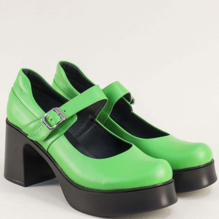 Модерни зелени обувки с плътен ток, катарама и платформа  mag981z