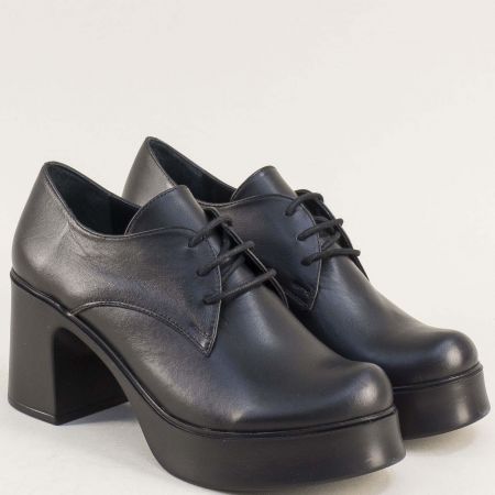 Тренд обувки черни с висок ток и финни връзки mag982ch