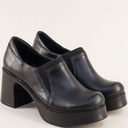 Изчистени дамски обувки естествена кожа в черен цвят mag984ch