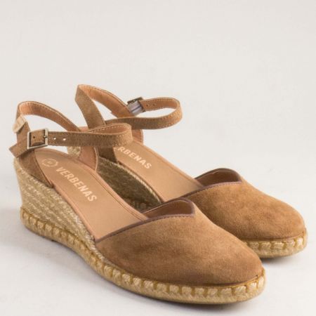 Модерни дамски сандали VERBENAS от естествен велур в кафяв цвят maggienk