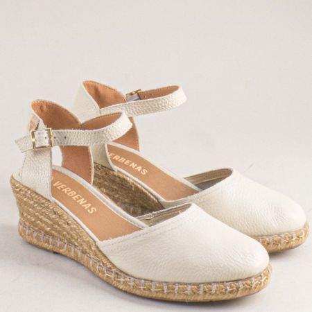 Естествена кожа дамски сандали на платформа в бежов цвят VERBENAS maggienbj