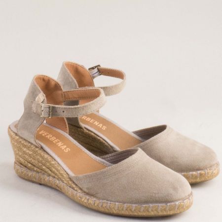 Дамски сандали VERBENAS със затворени пръсти в бежова кожа malenanbj1