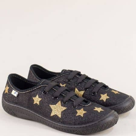 Черни детски гуменки със златни звезди- MONETA malwa5