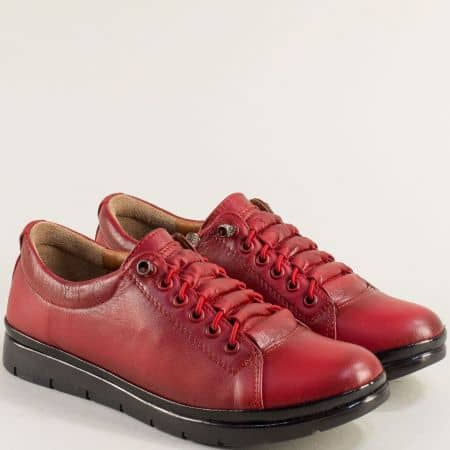  Дамски обувки от естествена кожа  в червен цвят mat061chv