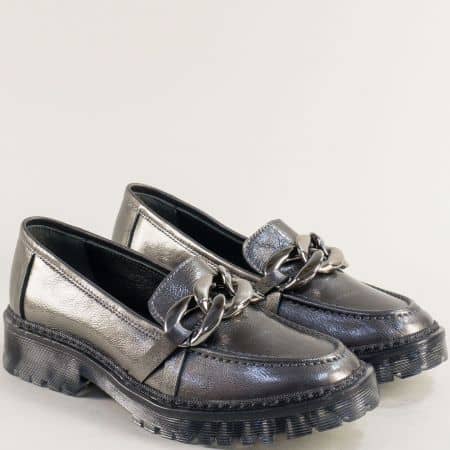 Дамски обувки естествена кожа в бронз mat156brz