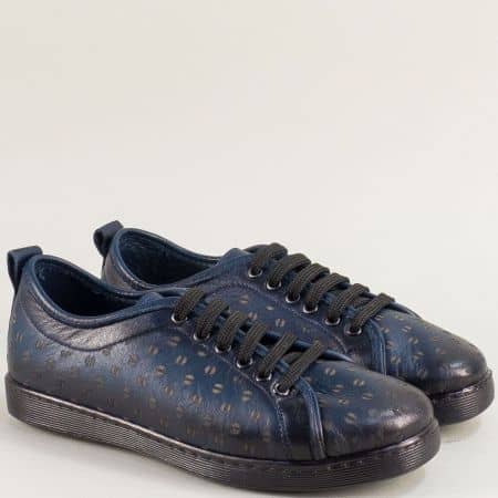 Спортни дамски обувки от естествена кожа в син цвят mat201s