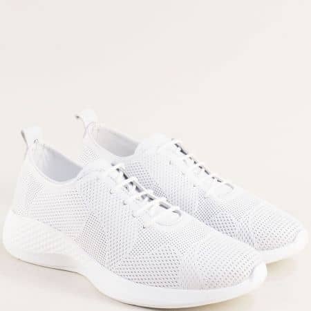 Спортни дамски обувки от естествена кожа в бяло mat301b