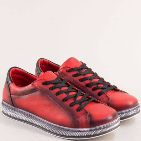 Комфортни дамски обувки в червено естествена кожа me1001chv
