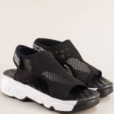Текстилни дамски сандали на платформа в черен цвят me1003ch