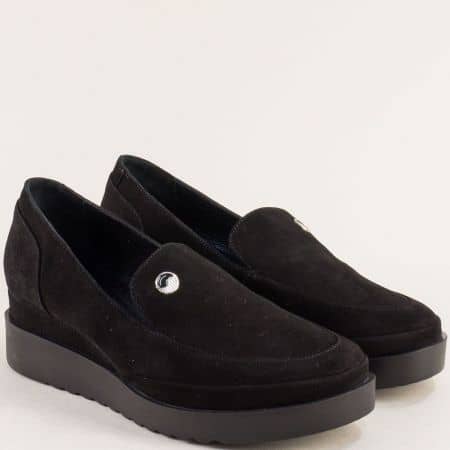 Черен набук дамска обувка на платформа me182nch