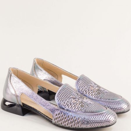 Сатенирани равни  дамски обувки с прорези в цвят бронз me501brz
