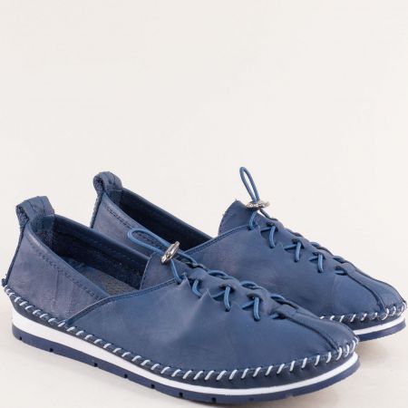 Сини комфортни дамски обувки от естествена кожа me51s